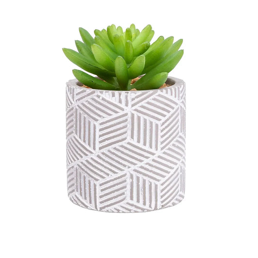 Candlelight Green 12cm Succulent Artificial plant in Grey Ceramic Pot